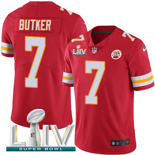 Kansas City Chiefs Nike 7 Harrison Butker Red Super Bowl LIV 2020 Team Color Men Stitched NFL Vapor Untouchable Limited Jersey